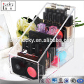 Multi tiers trapezium shape acrylic loreal cosmetic display counter ,make up showcase with lid multi storage box